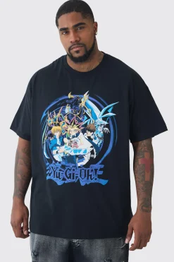 Plus Yugioh Anime Printed Licensed T-shirt In Black | BoohooMAN UK
