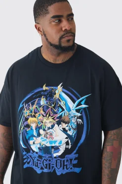 Plus Yugioh Anime Printed Licensed T-shirt In Black | BoohooMAN UK