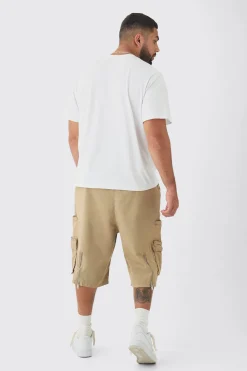 Plus Zip Detail Acid Wash Twill Jorts | BoohooMAN UK