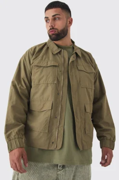 Plus Zip Up Lightweight Field Jacket | BoohooMAN UK