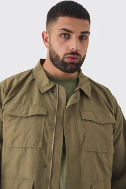 Plus Zip Up Lightweight Field Jacket | BoohooMAN UK