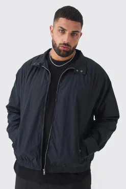 Plus Zip Up Lightweight Funnel Neck Jacket | BoohooMAN UK
