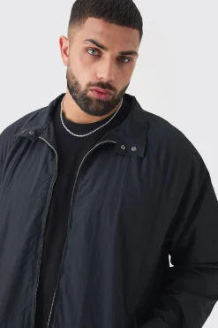 Plus Zip Up Lightweight Funnel Neck Jacket | BoohooMAN UK