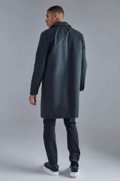 Pocket Detail Mid Length Mac | BoohooMAN UK