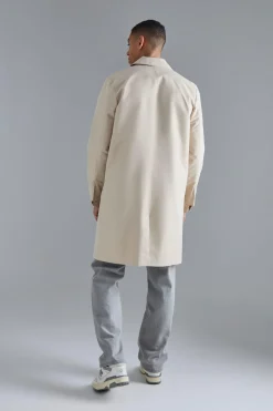 Pocket Detail Mid Length Mac | BoohooMAN UK