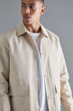 Pocket Detail Mid Length Mac | BoohooMAN UK