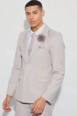 Pocket Square Single Breasted Tailored Jacket | BoohooMAN UK