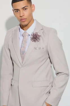 Pocket Square Single Breasted Tailored Jacket | BoohooMAN UK
