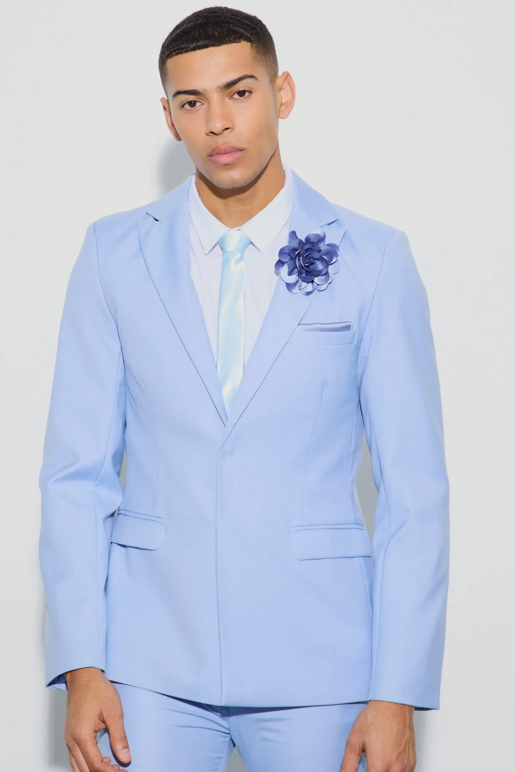 Pocket Square Single Breasted Tailored Jacket | BoohooMAN UK