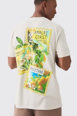 Postcard Travel Wash Print T-shirt | BoohooMAN UK