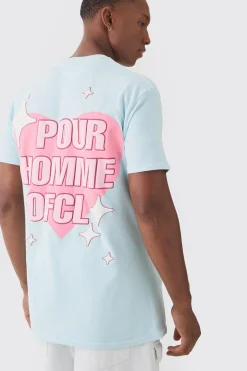 Pour Homme OFCL Heart Print Wash T-shirt | BoohooMAN UK