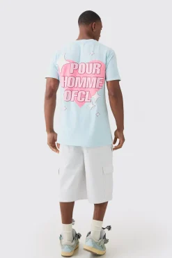Pour Homme OFCL Heart Print Wash T-shirt | BoohooMAN UK