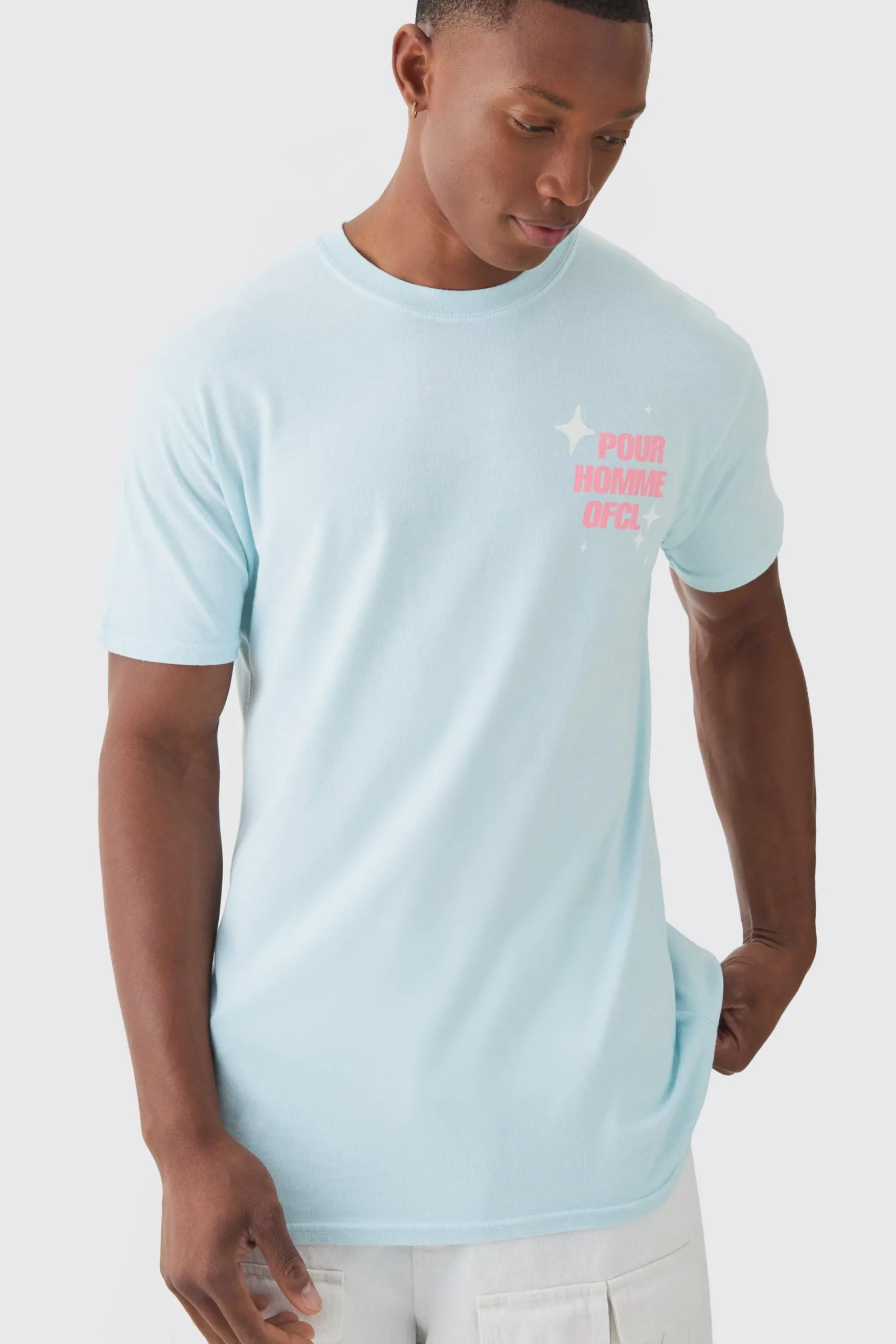 Pour Homme OFCL Heart Print Wash T-shirt | BoohooMAN UK
