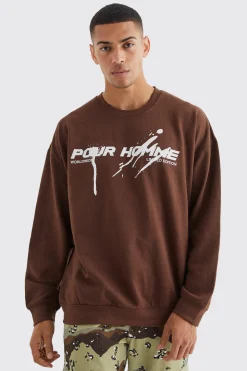 Pour Homme Paint Splatter Sweatshirt | BoohooMAN UK