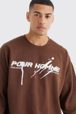 Pour Homme Paint Splatter Sweatshirt | BoohooMAN UK