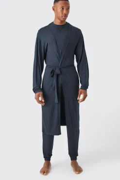 Premium Modal Mix Relaxed Robe, T-shirt & Lounge Bottom Set | BoohooMAN UK