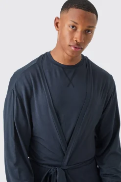 Premium Modal Mix Relaxed Robe, T-shirt & Lounge Bottom Set | BoohooMAN UK