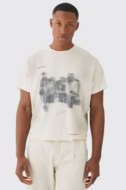 Premium Oversized Cropped Baby Washed & Printed T-shirt | BoohooMAN UK
