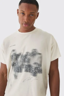 Premium Oversized Cropped Baby Washed & Printed T-shirt | BoohooMAN UK