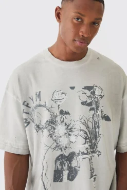 Premium Oversized Faux Layer Washed & Printed T-shirt | BoohooMAN UK