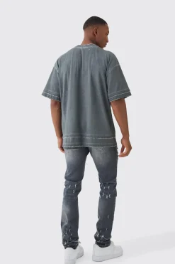 Premium Oversized Faux Layer Washed & Printed T-shirt | BoohooMAN UK