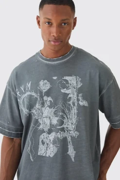 Premium Oversized Faux Layer Washed & Printed T-shirt | BoohooMAN UK