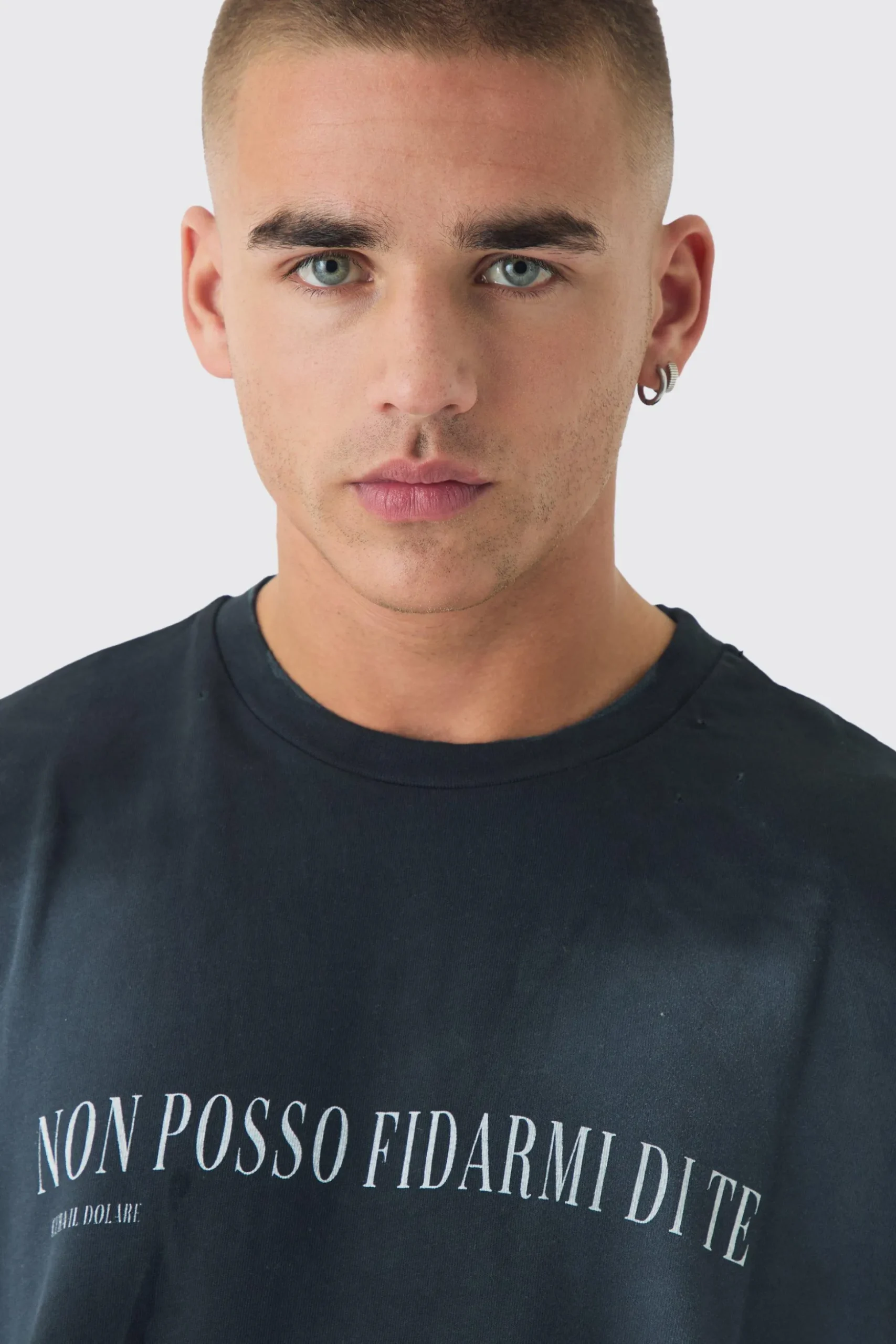 Premium Oversized Faux Layer Top Stitch Washed T-shirt | BoohooMAN UK