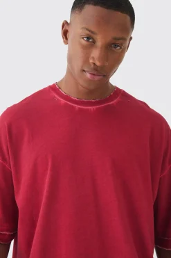 Premium Oversized Faux Layer Top Stitch Washed T-shirt | BoohooMAN UK