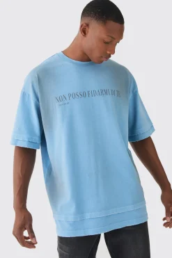 Premium Oversized Faux Layer Washed & Embroidered T-shirt | BoohooMAN UK