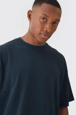 Premium Oversized Top Stitched & Washed T-shirt | BoohooMAN UK