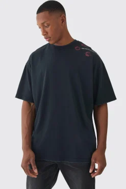 Premium Oversized Washed & Printed T-shirt | BoohooMAN UK