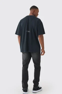 Premium Oversized Washed & Printed T-shirt | BoohooMAN UK