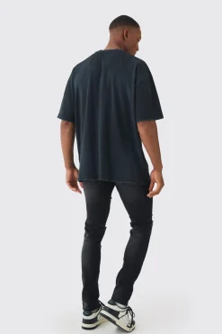 Premium Oversized Washed & Printed T-shirt | BoohooMAN UK