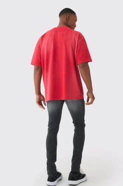 Premium Oversized Washed & Printed T-shirt | BoohooMAN UK