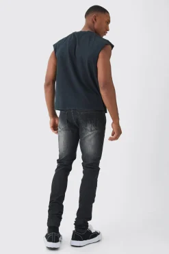 Premium Oversized Washed & Printed Boxy Tank | BoohooMAN UK