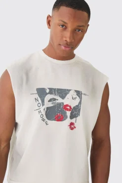 Premium Oversized Washed & Printed Boxy Tank | BoohooMAN UK