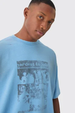 Premium Oversized Washed & Printed T-shirt | BoohooMAN UK