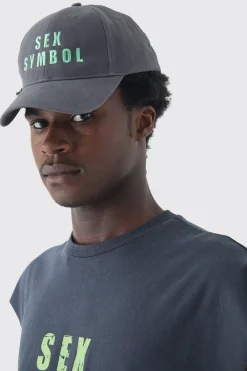 Pride Embroidered Cap In Charcoal | BoohooMAN UK