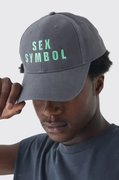 Pride Embroidered Cap In Charcoal | BoohooMAN UK
