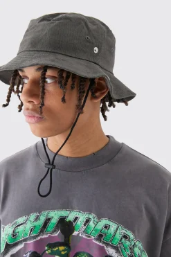 Printed Tie Dye Boonie Hat In Black | BoohooMAN UK