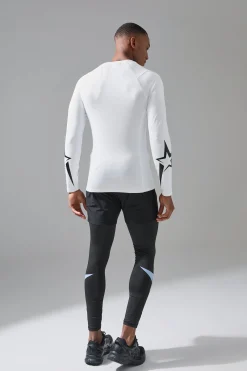P-Star Active Muscle Fit Base Layer Star Print T-shirt | BoohooMAN UK