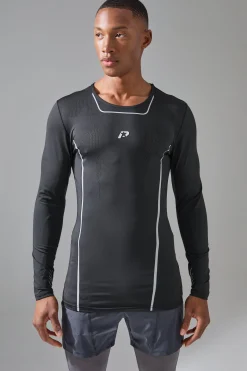 P-Star Active Muscle Fit Moto Base Layer T-Shirt | BoohooMAN UK