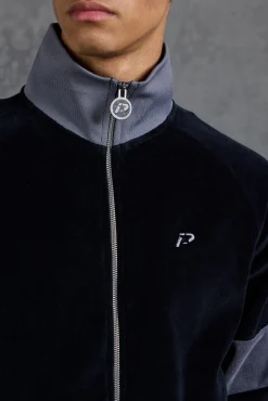 P-Star Funnel Neck Velour Track Top | BoohooMAN UK