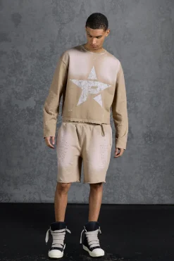 P-Star Loose Fit Washed Jersey Shorts With Distressing | BoohooMAN UK