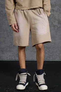 P-Star Loose Fit Washed Jersey Shorts With Distressing | BoohooMAN UK