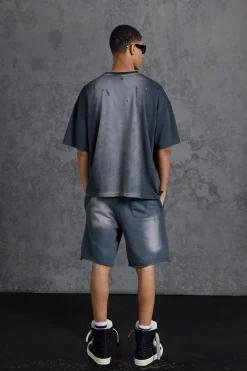 P-Star Loose Fit Washed Jersey Shorts With Distressing | BoohooMAN UK
