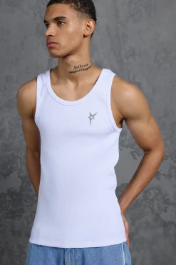P-Star Muscle Fit Metal Branded Ribbed Vest | BoohooMAN UK