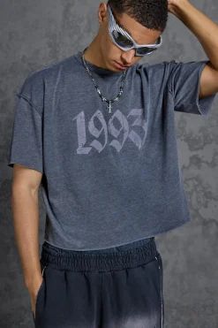 P-Star Oversized Boxy Soft Touch 1993 Burnout T-Shirt | BoohooMAN UK