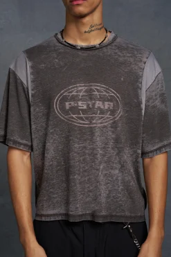 P-Star Oversized Boxy Soft Touch P-Star Burnout T-Shirt | BoohooMAN UK