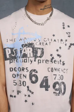 P-Star Oversized Boxy Tank Top With Graffiti Print | BoohooMAN UK